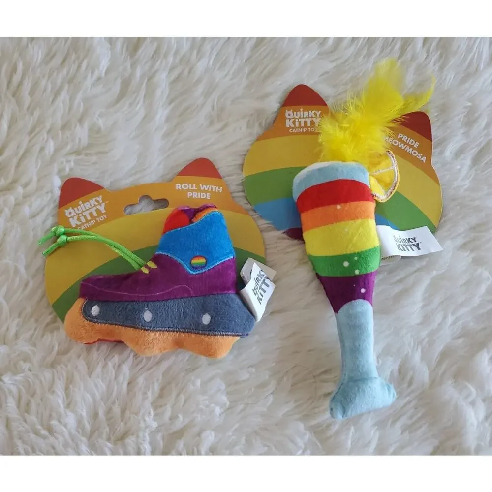 2 Quirky Kitty Purride Catnip Roll With Pride Skate & Pride Meowmosa Cat Toys